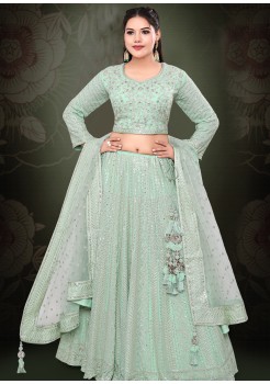 Light Blue Georgette Designer Lehenga